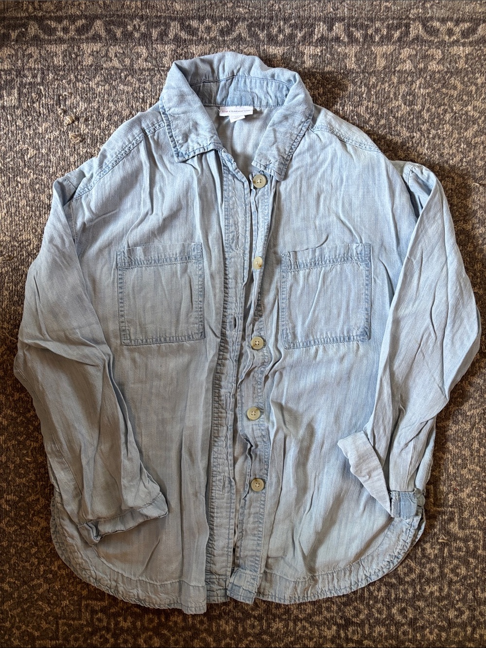 Vintage Liz Claiborne Light Blue Chambray Button-Up Shirt Jacket